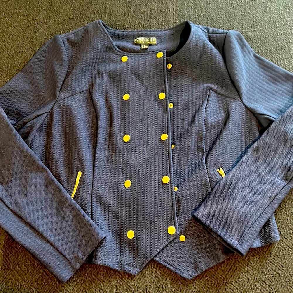 Navy and gold military style blazer